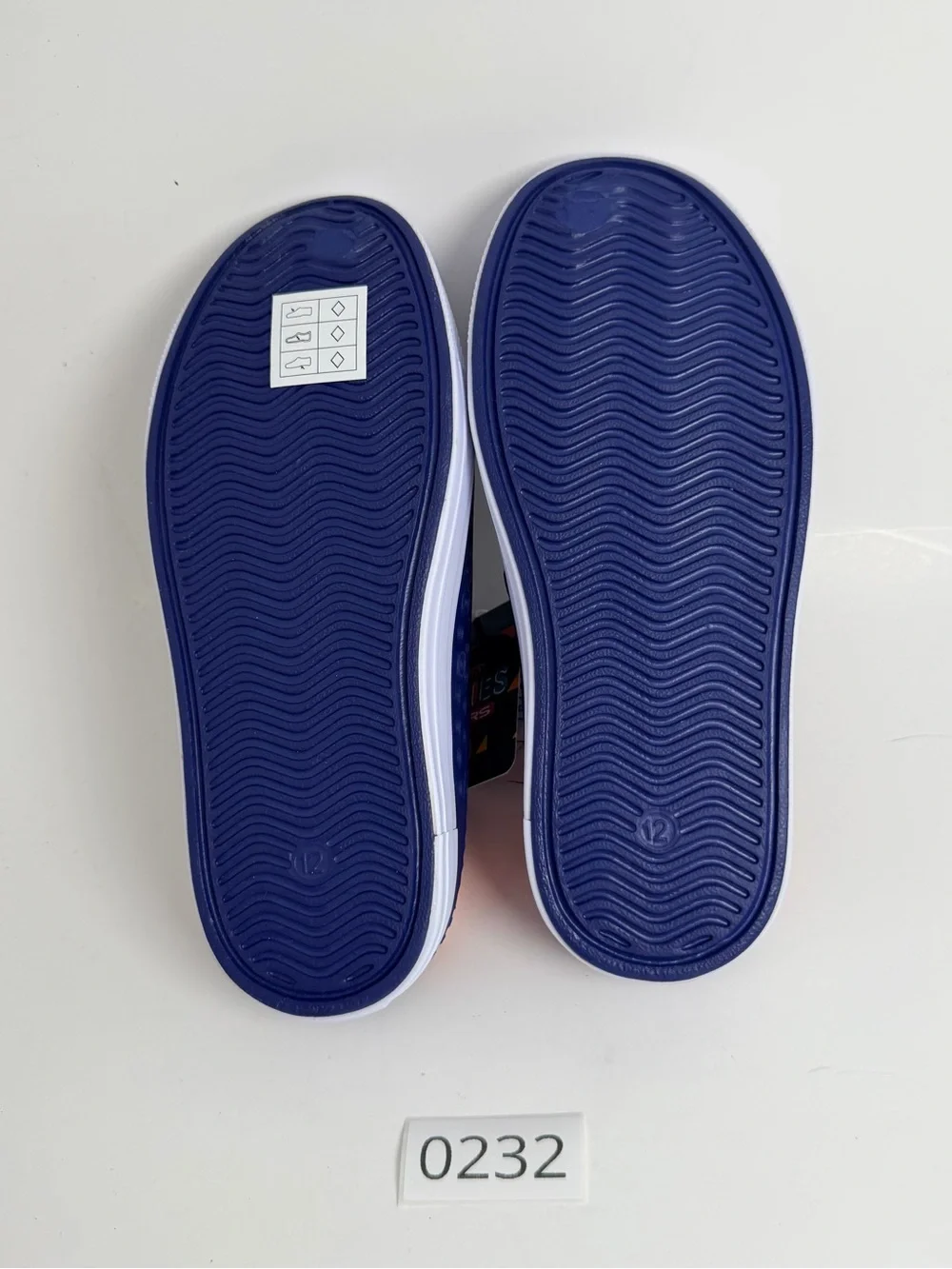 Skechers Navy Blue Kids Slip-On Sport Sandals with White Toe and Orange Lining